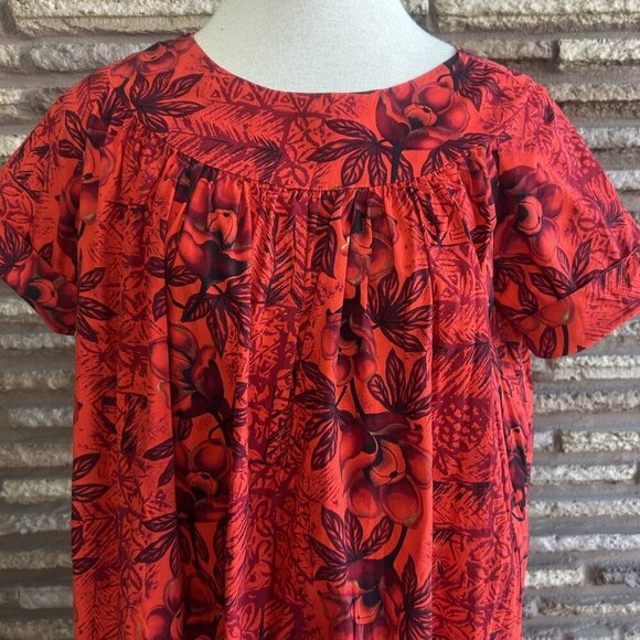 Hawaiian Vintage 60s Red Floral Muumuu Fashions by Tina Waikiki Dress - Picture 4 of 7